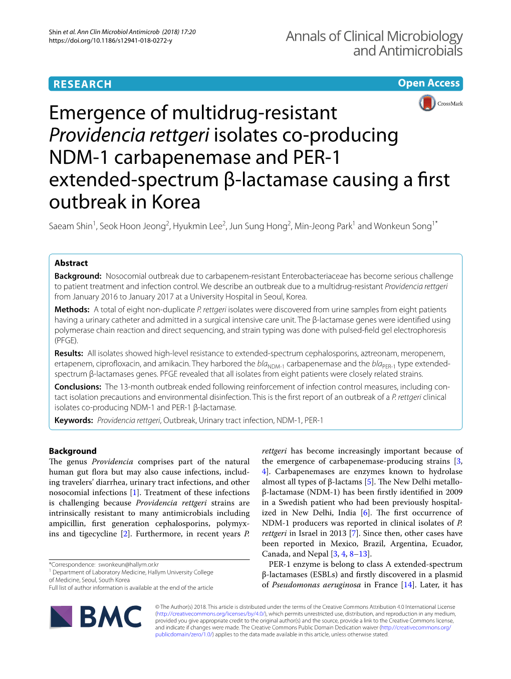 Emergence of Multidrug-Resistant Providencia Rettgeri Isolates Co