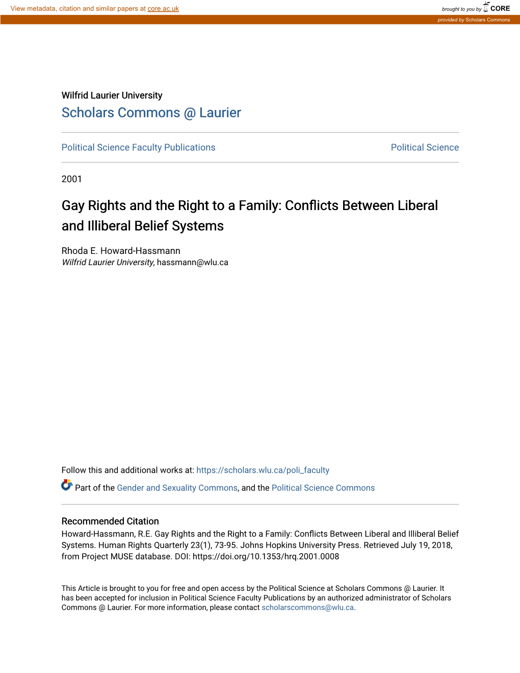 Gay Rights and the Right to a Family: Conflicts Between Liberal and Illiberal Belief Systems