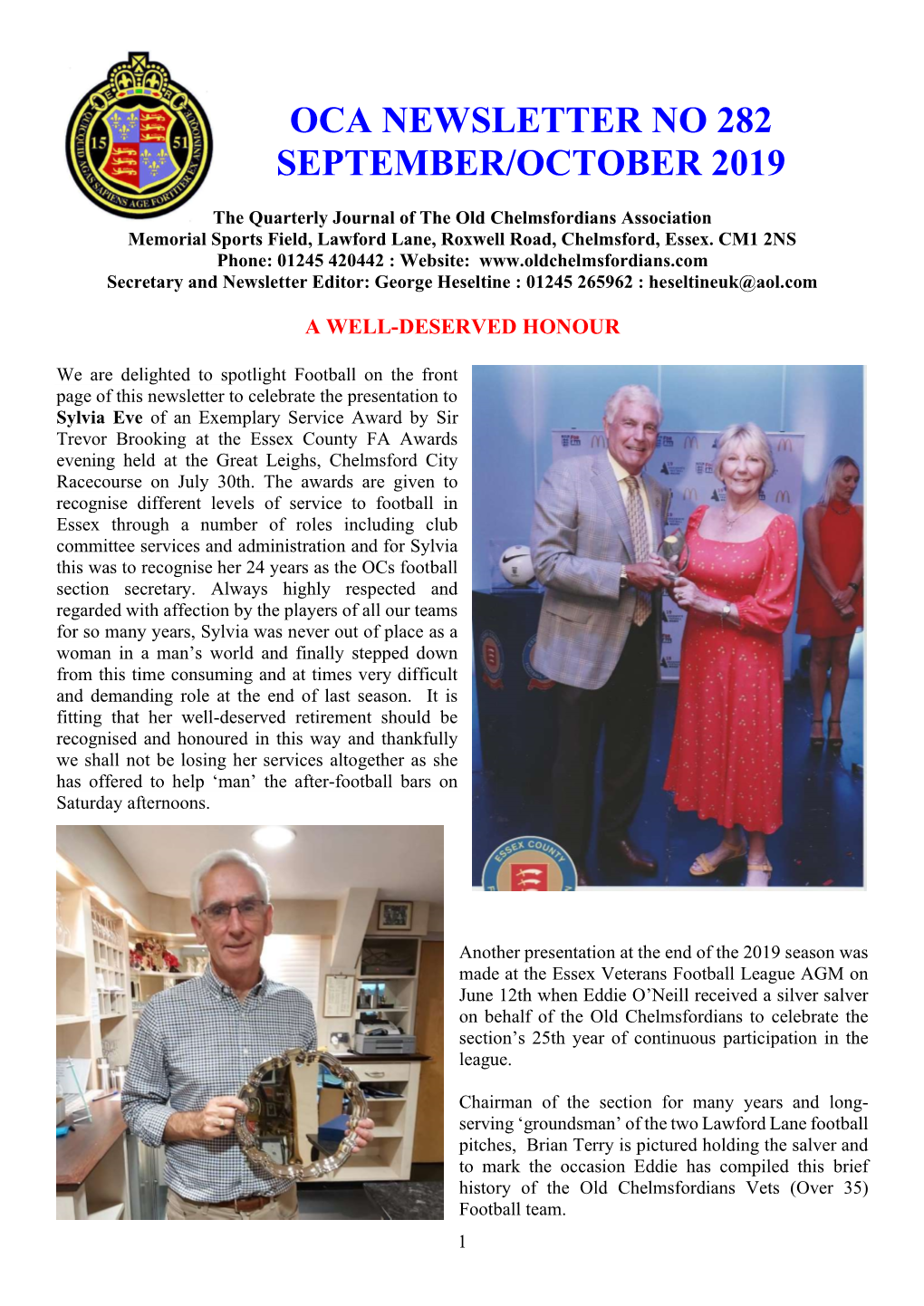 Oca Newsletter No 282 September/October 2019