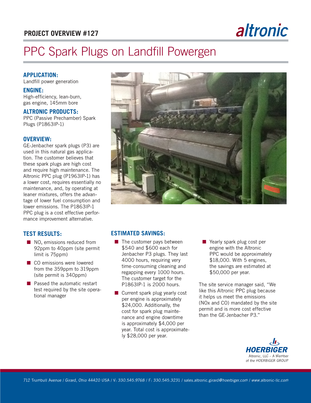 PPC Spark Plugs on Landfill Powergen