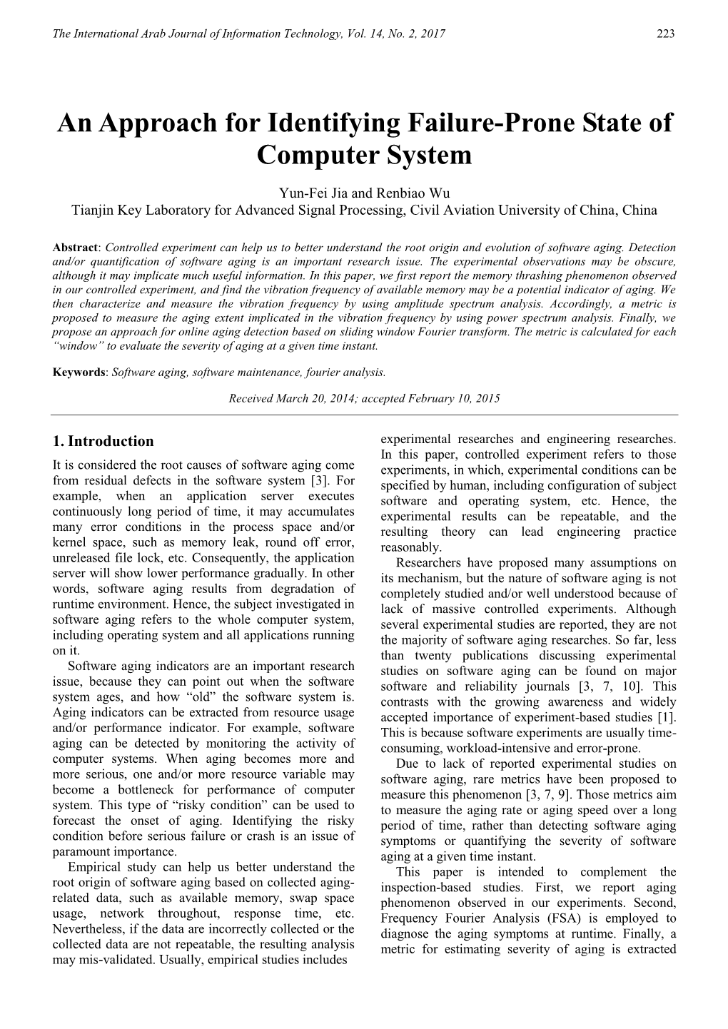 An Approach for Identifying Failure-Prone State of Computer System