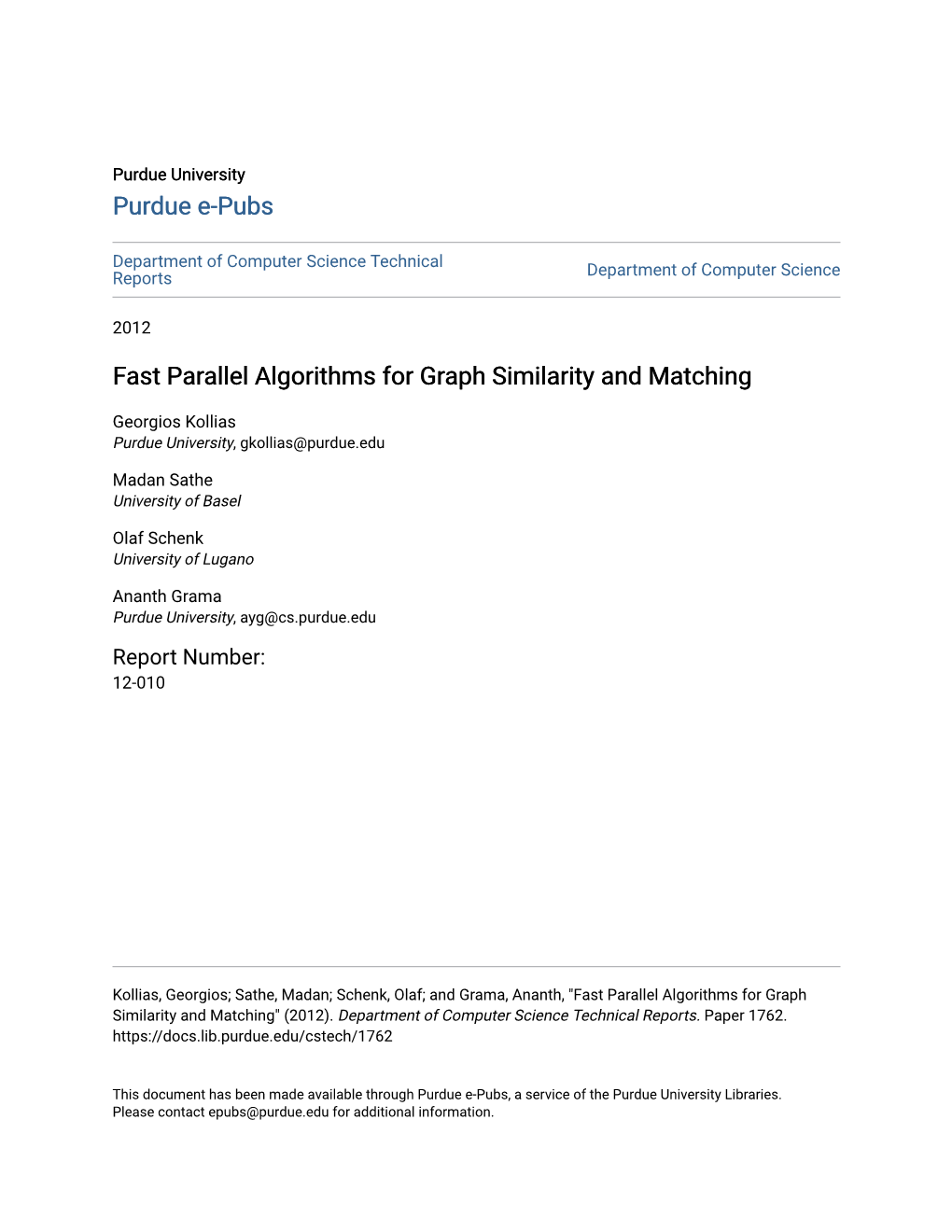 Fast Parallel Algorithms for Graph Similarity and Matching