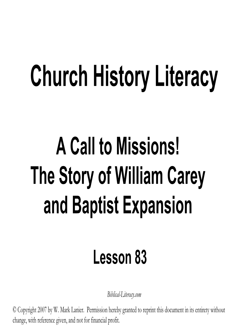 The Story of William Carey and Baptist Expansion