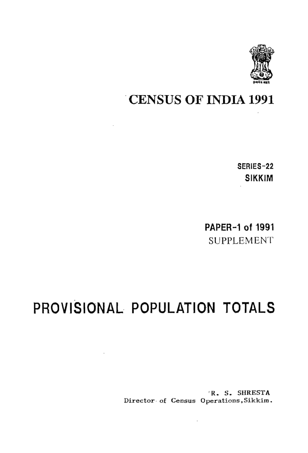 Provisional Population Totals, Series-22, Sikkim