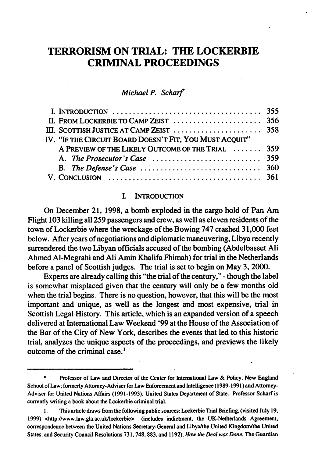 The Lockerbie Criminal Proceedings