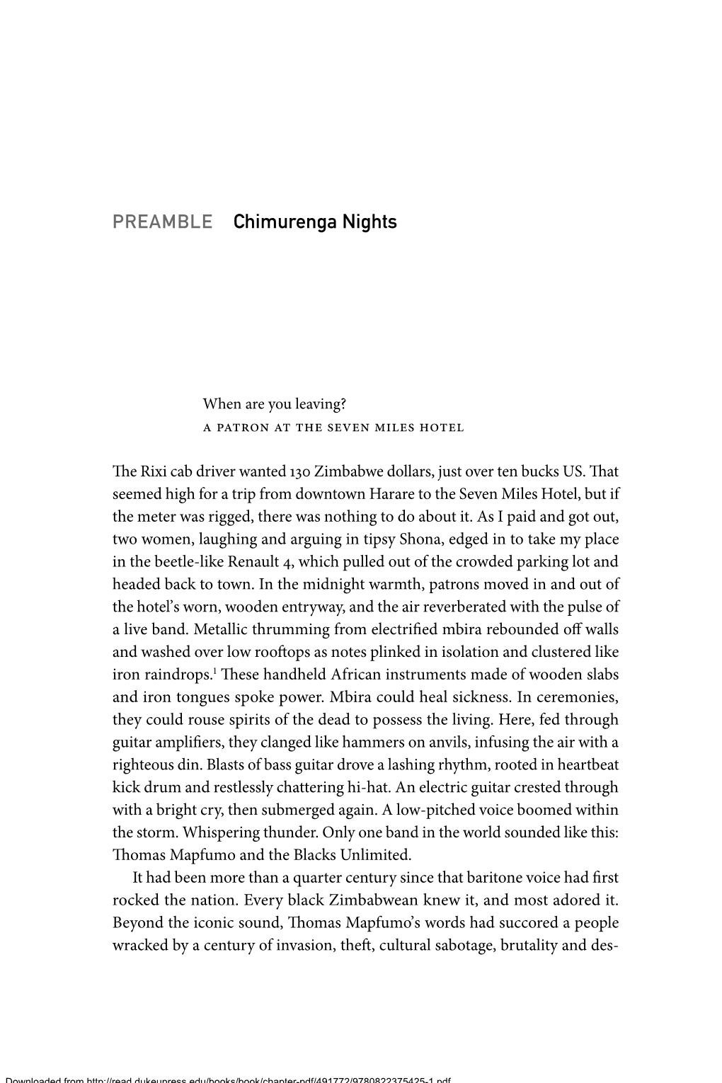 PREAMBLE Chimurenga Nights