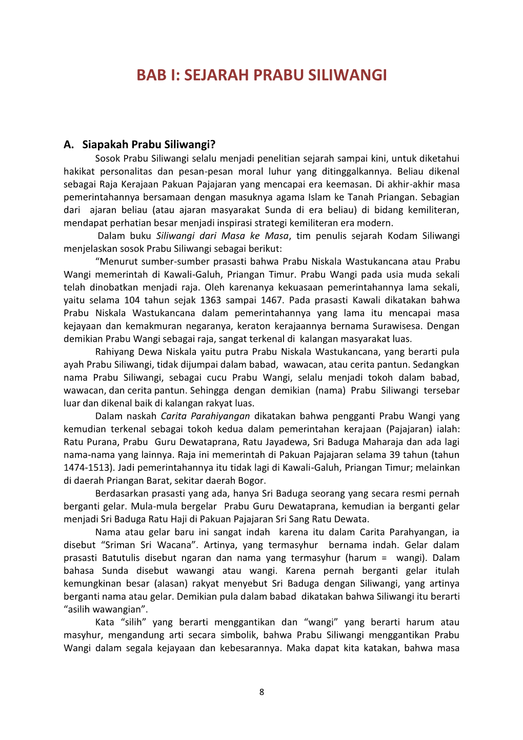 Bab I: Sejarah Prabu Siliwangi