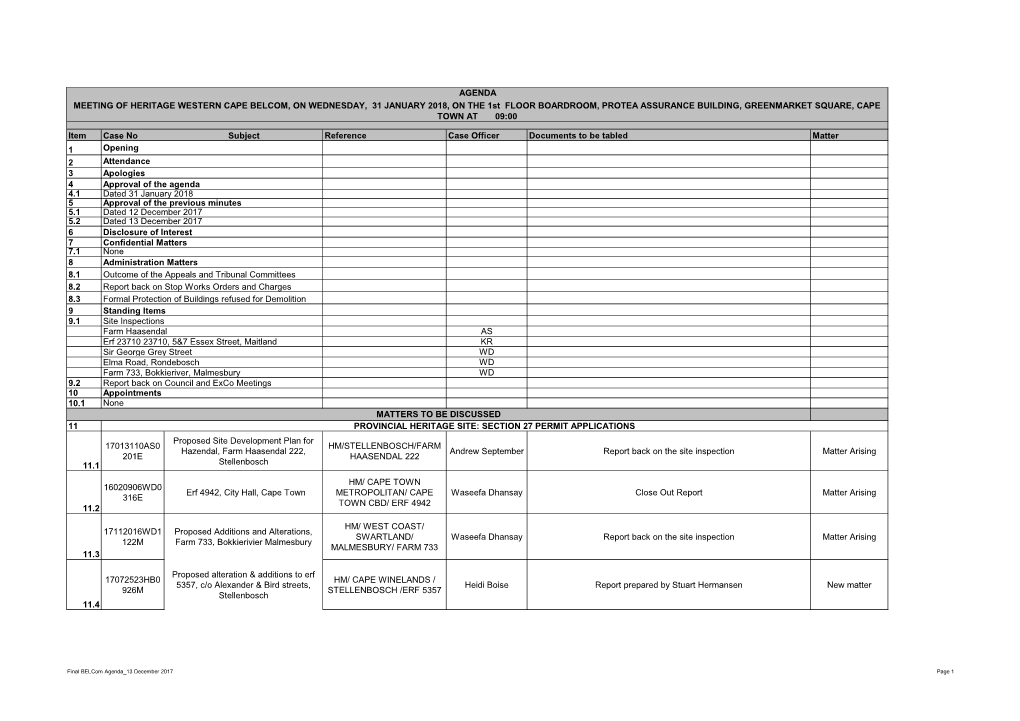 Final Belcom Agenda 31 January 2018.Pdf