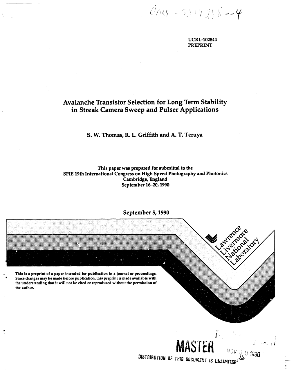 Avalanche Transistor Selection for Long Term Stability in Streak Camera Sweep and Pulser Applications