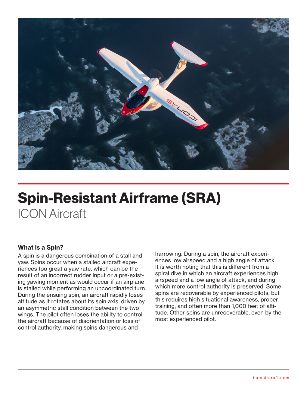 Spin-Resistant Airframe (SRA) ICON Aircraft