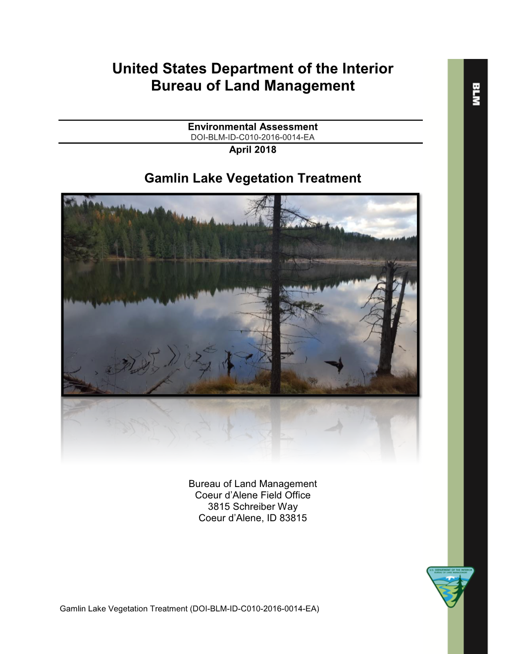 BLM Gamlin Lake Environmental Assessment 2018