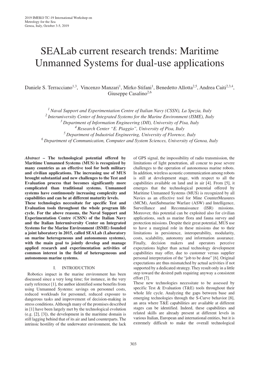 Sealab Current Research Trends: Maritime Unmanned Systems for Dual-Use Applications