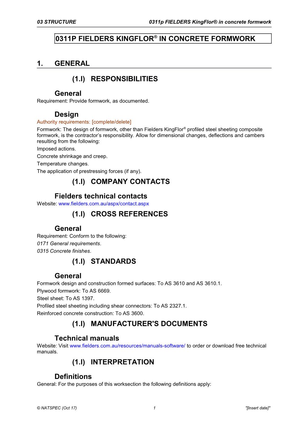 NATSPEC Template File s6