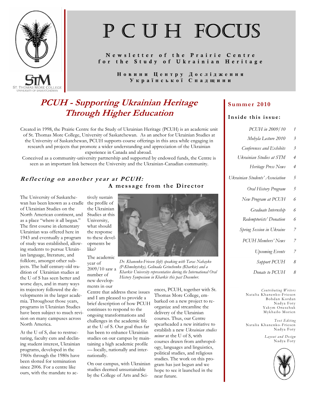 PCUH Focus Newsletter 2010