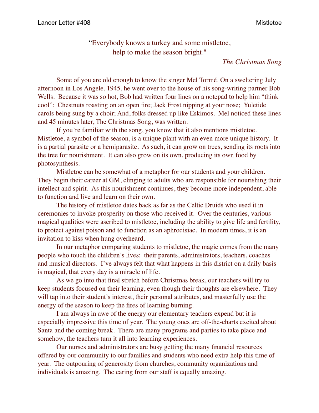 Lancer Letter #408 Mistletoe.Pages