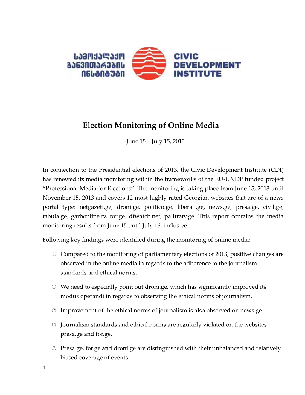 Election Monitoring of Online Media