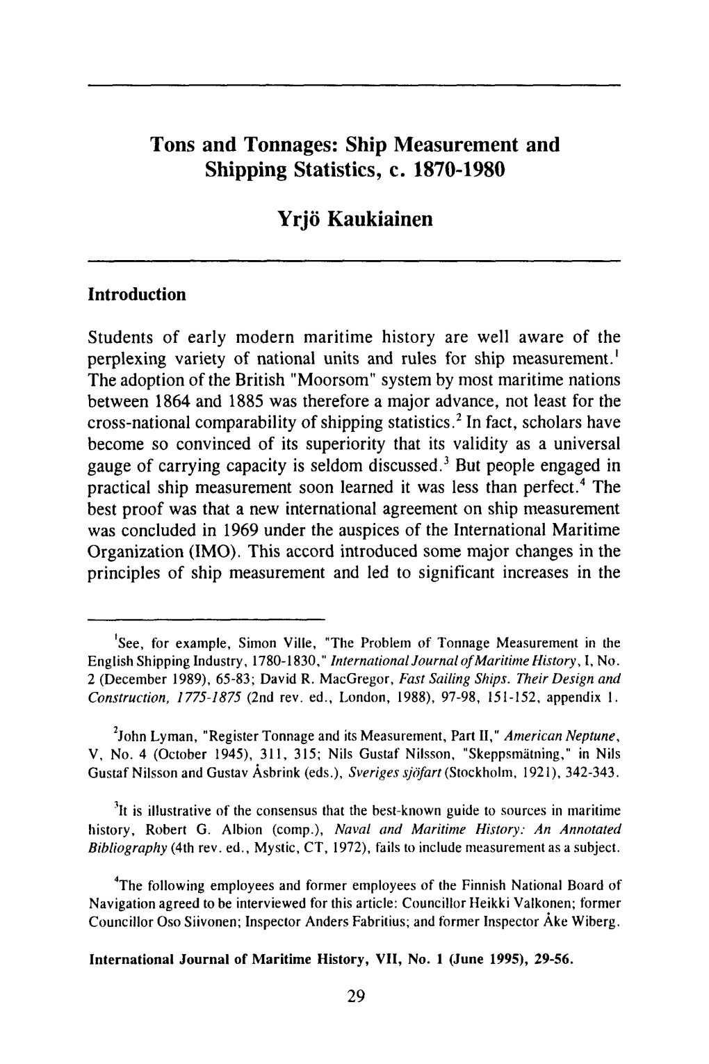 Tons and Tonnages: Ship Measurement and Shipping Statistics, C