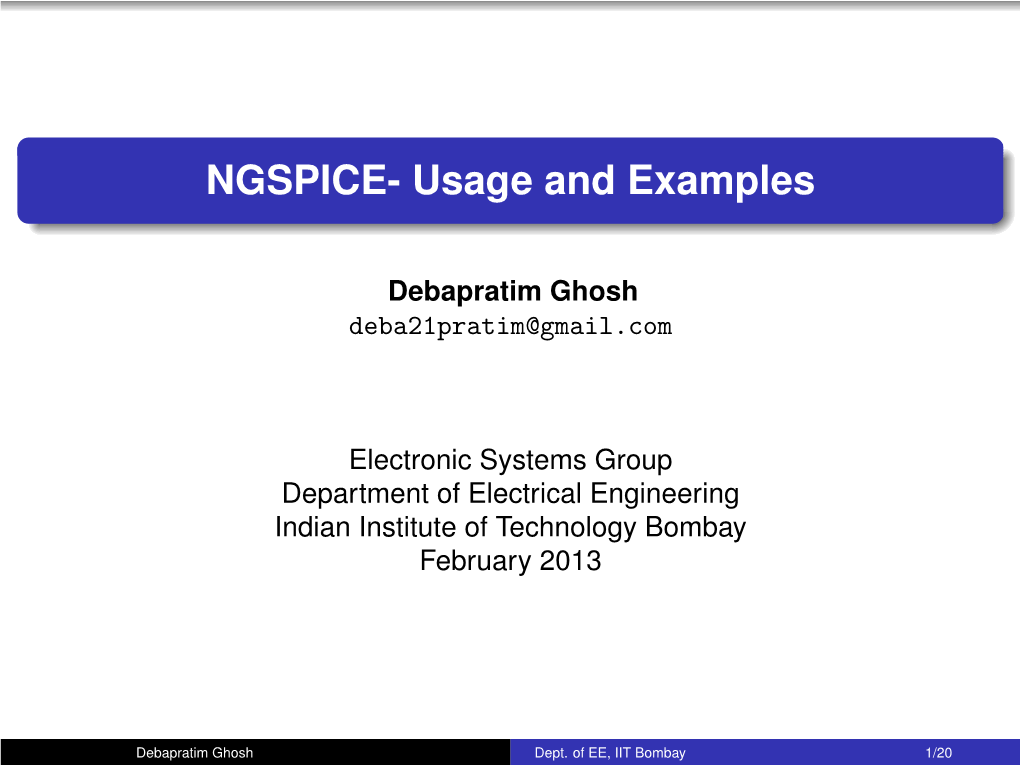 NGSPICE- Usage and Examples