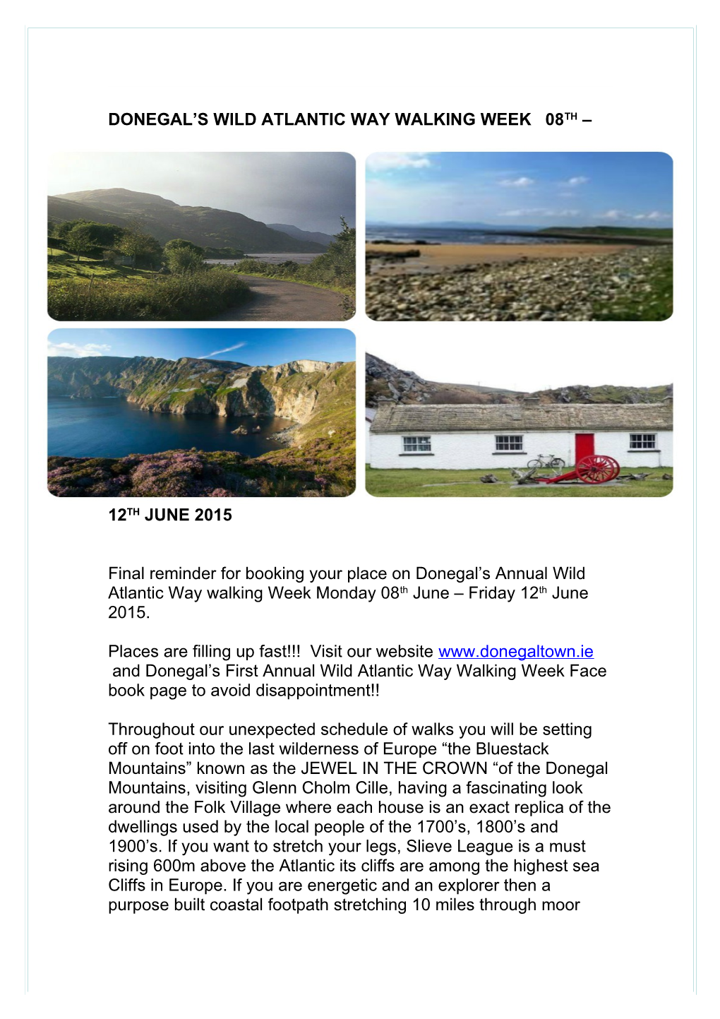 Donegal S Wild Atlantic Way Walking Week 08Th 12Th June 2015