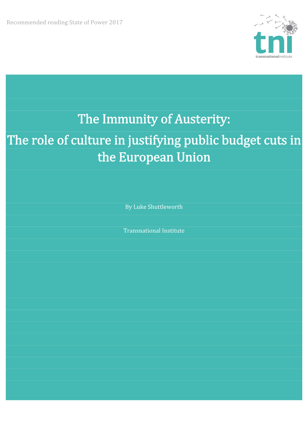 The Immunity of Austerity: the Role of Culture in Justifying Public Budget Cuts in the European Union