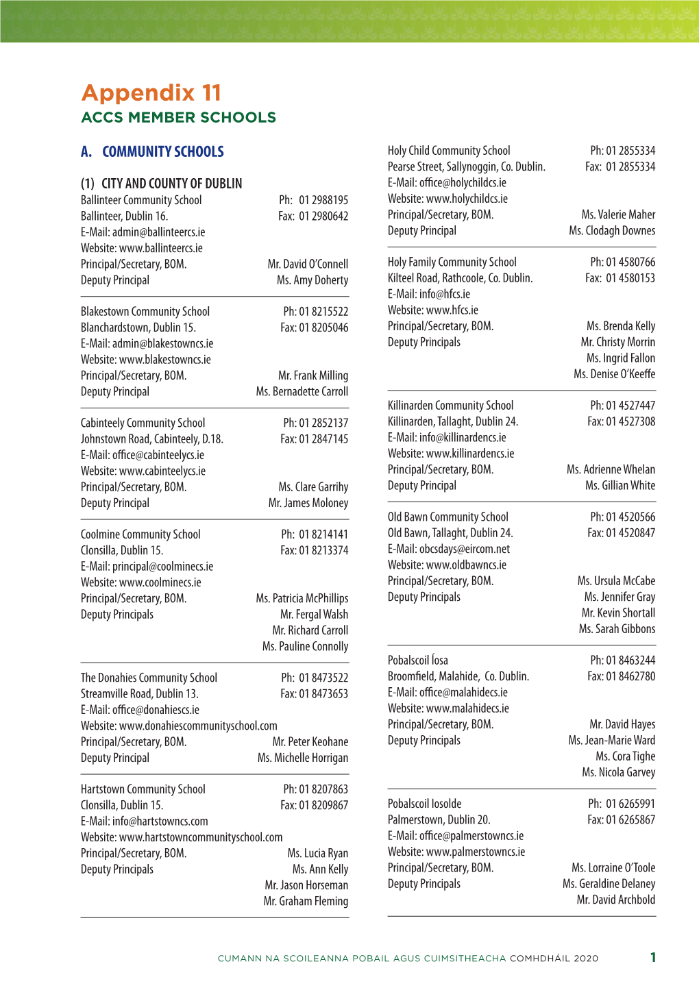 Appendix 11 ACCS MEMBER SCHOOLS