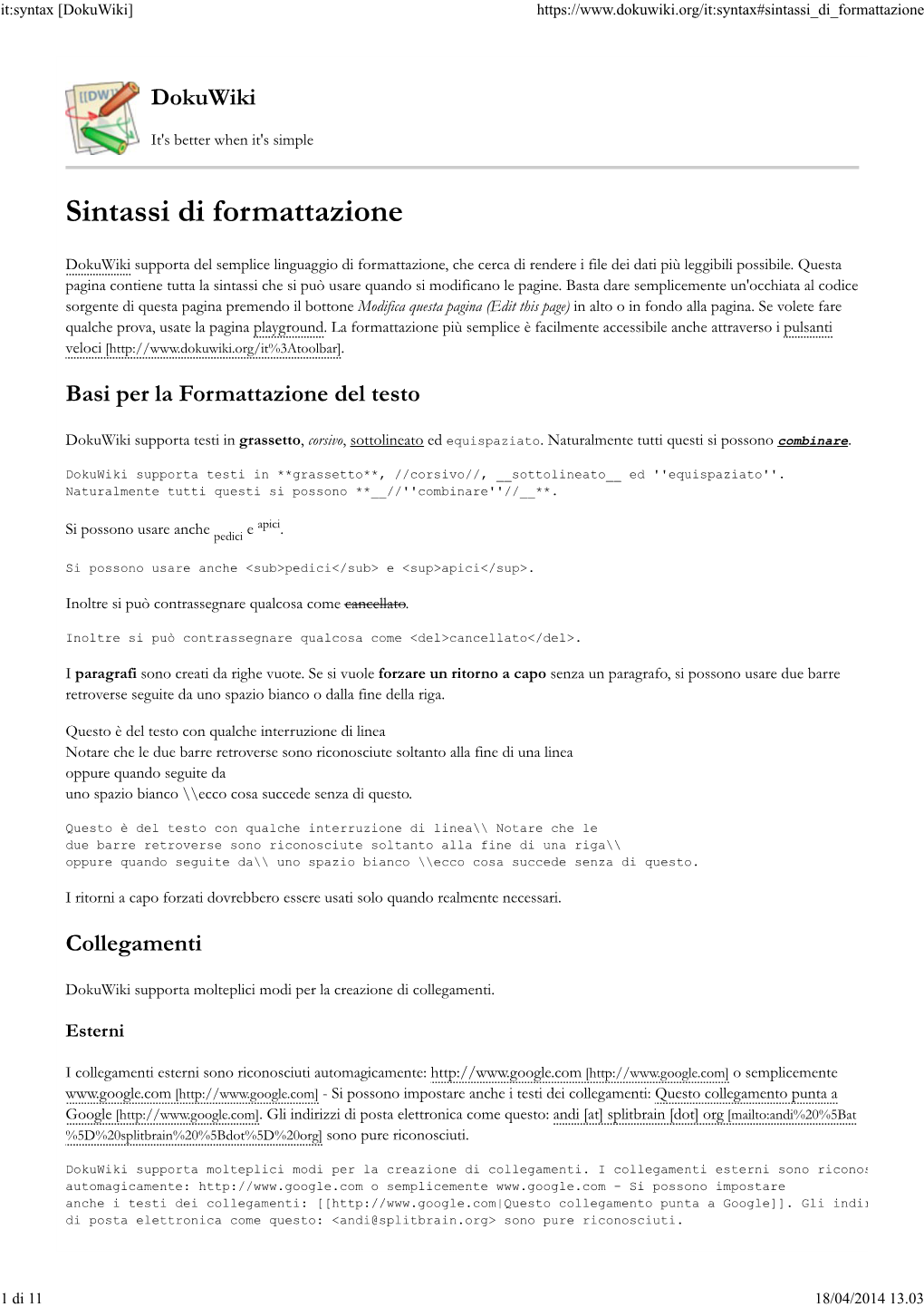 It:Syntax [Dokuwiki]