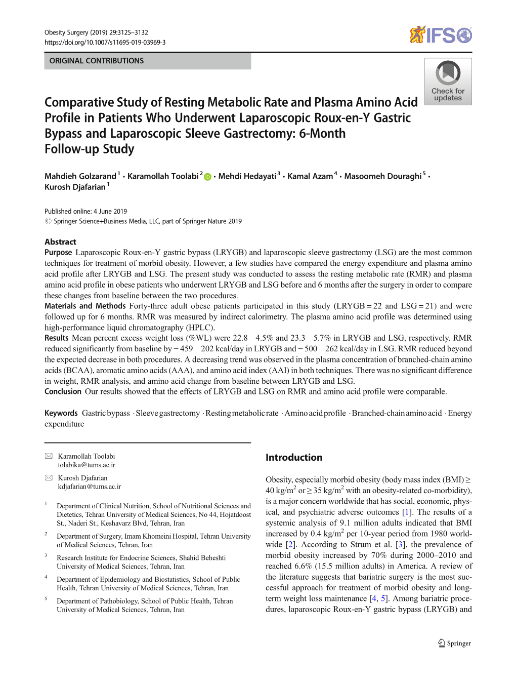 Comparative Study of Resting Metabolic Rate and Plasma Amino