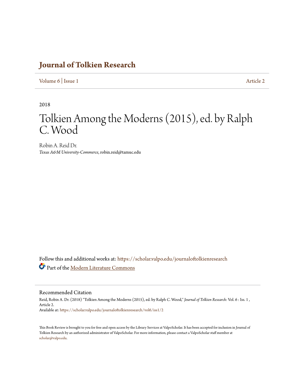 Tolkien Among the Moderns (2015), Ed