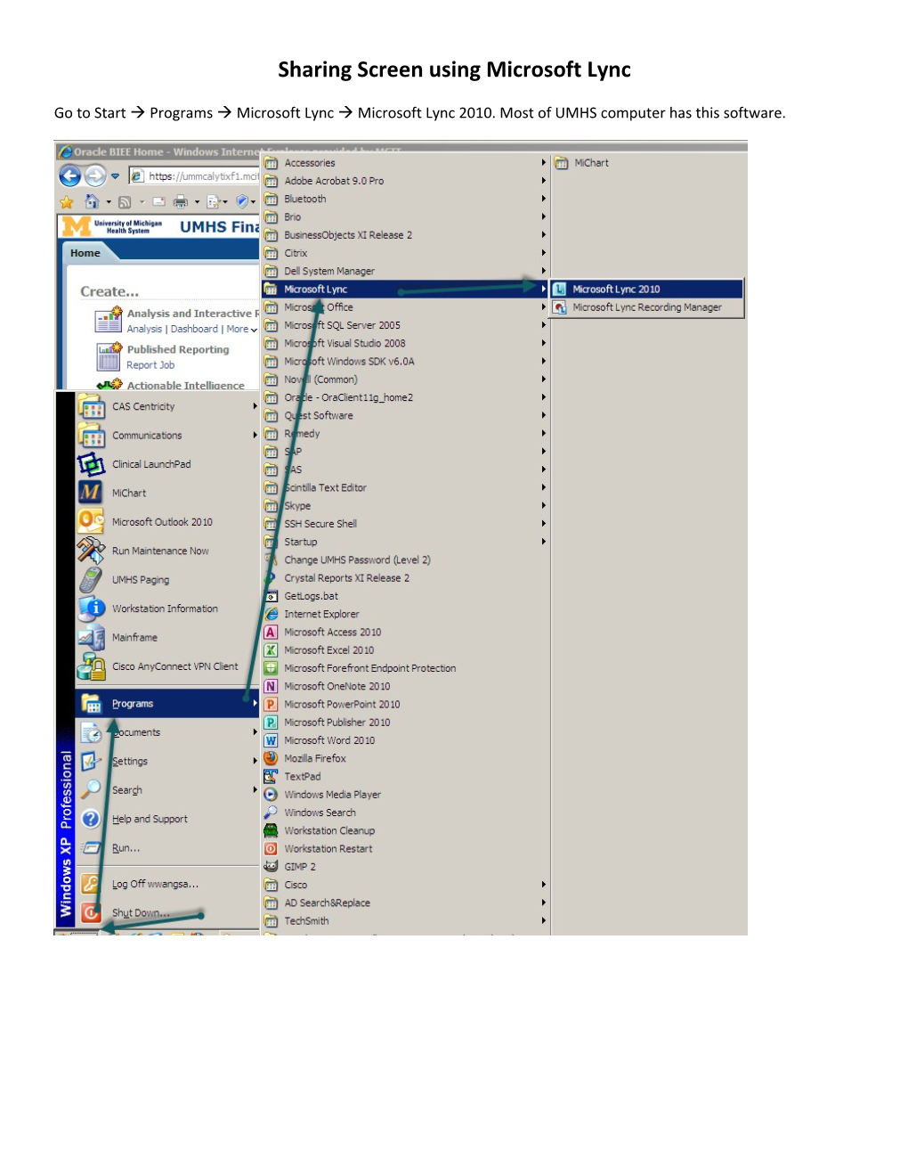 Sharing Screen Using Microsoft Lync