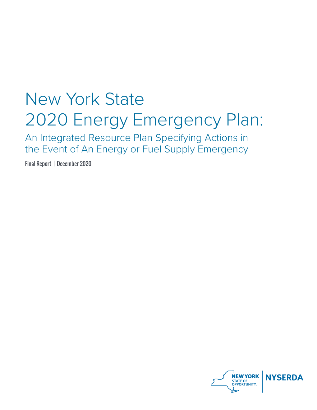 2020 New York State Energy Emergency Plan