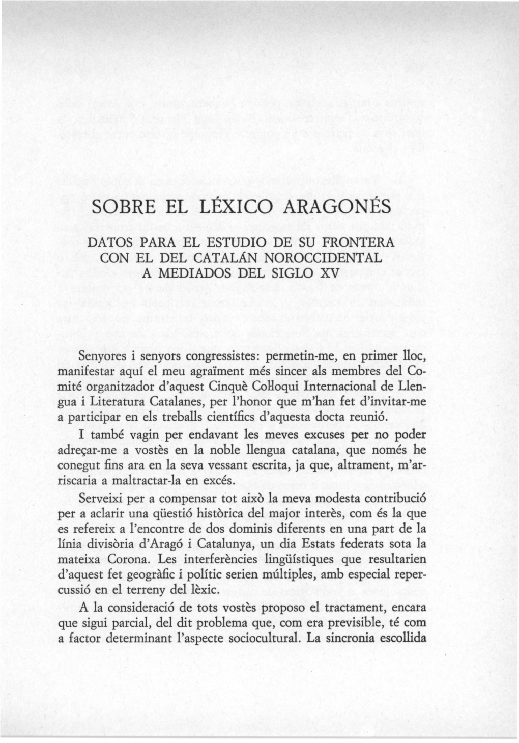 Sobre El Léxico Aragonés