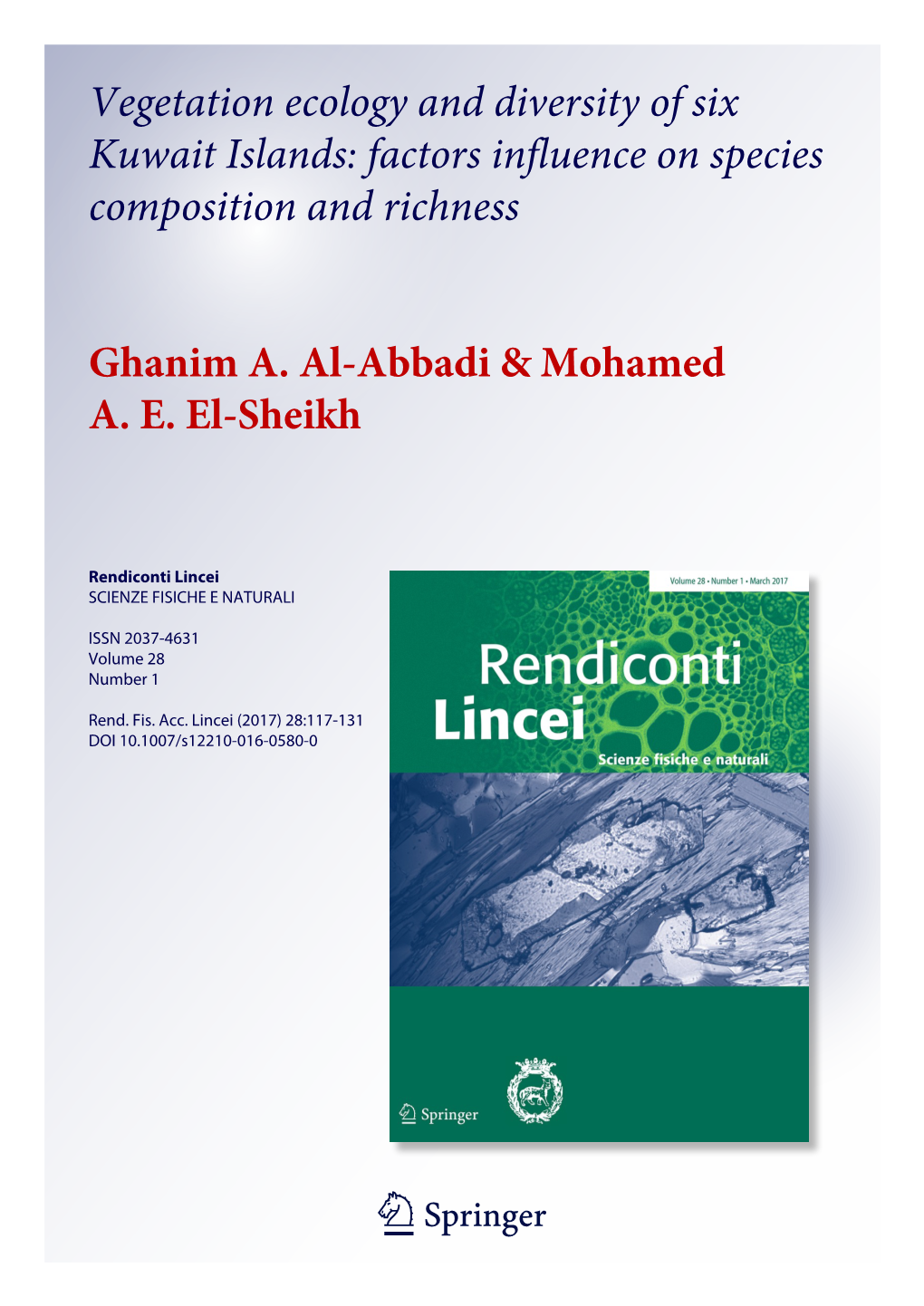 Vegetation Ecology and Diversity of Six Kuwait Islands: Factors Influence on Species Composition and Richness