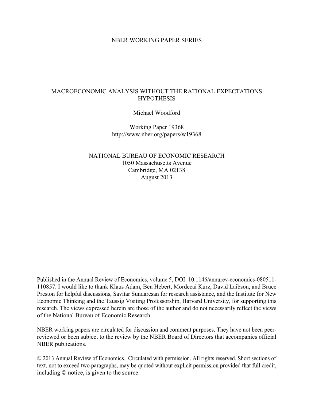 Macroeconomic Analysis Without the Rational Expectations Hypothesis