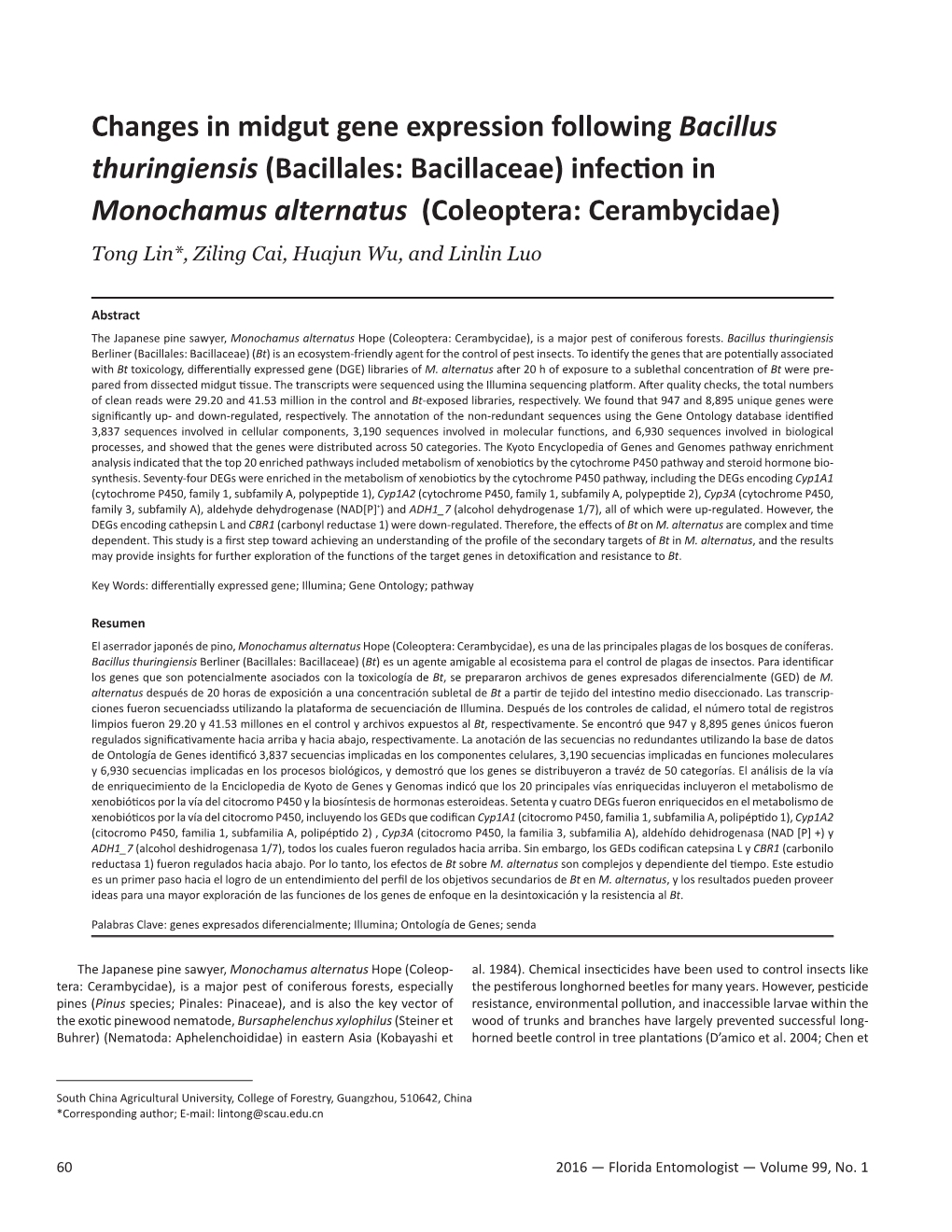 Changes in Midgut Gene Expression Following