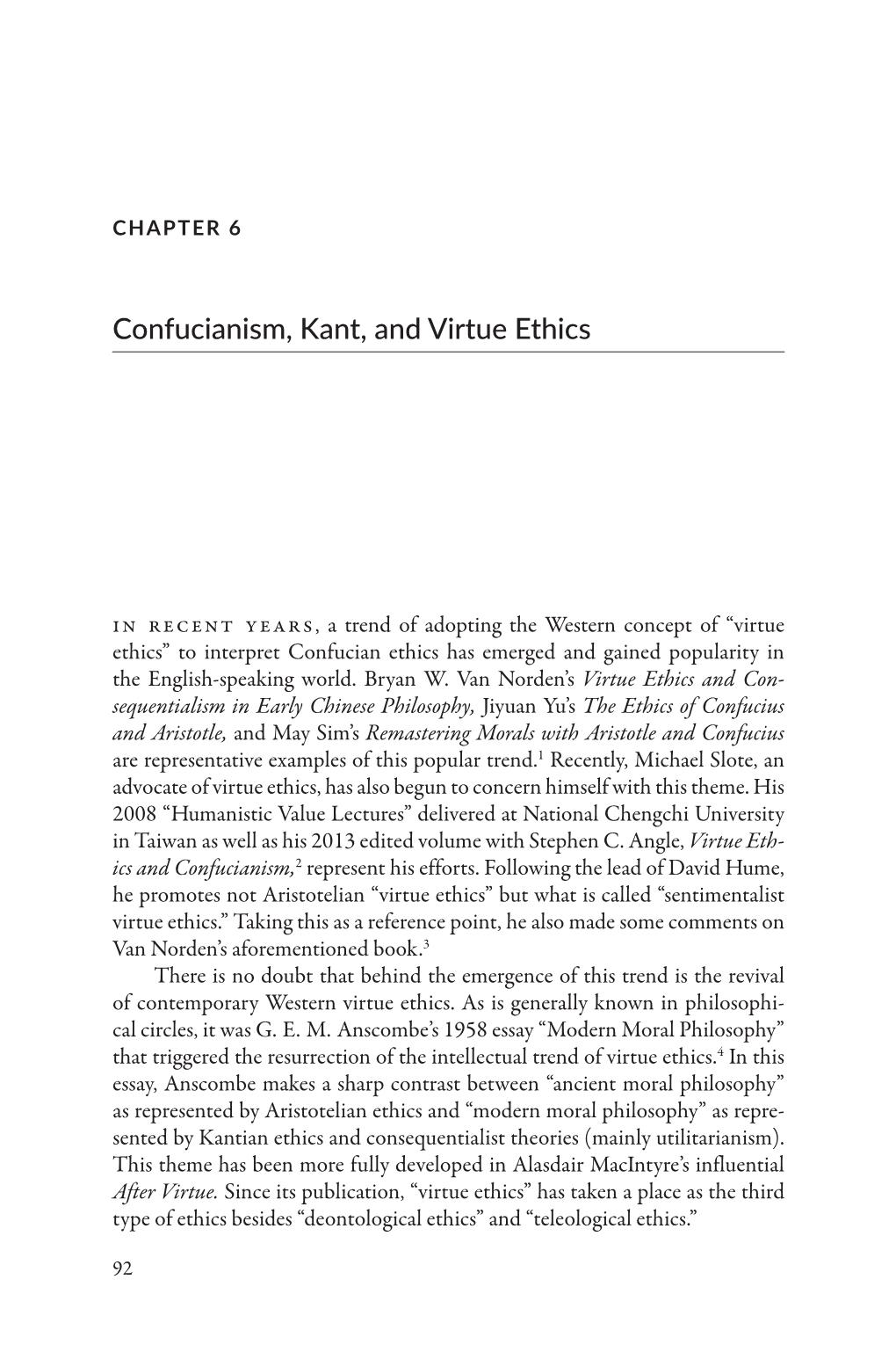 Confucianism, Kant, and Virtue Ethics