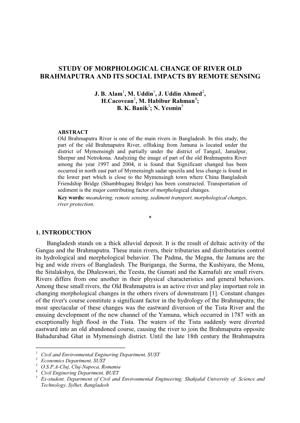 Study of Morphological Change of River Old Brahmaputra and Its Social Impacts by Remote Sensing