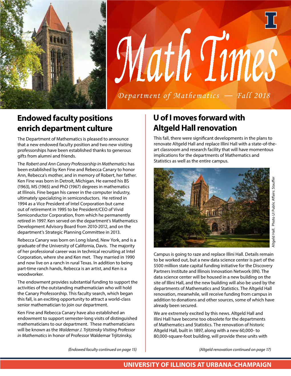 Endowed Faculty Positions Enrich Department Culture U of I Moves