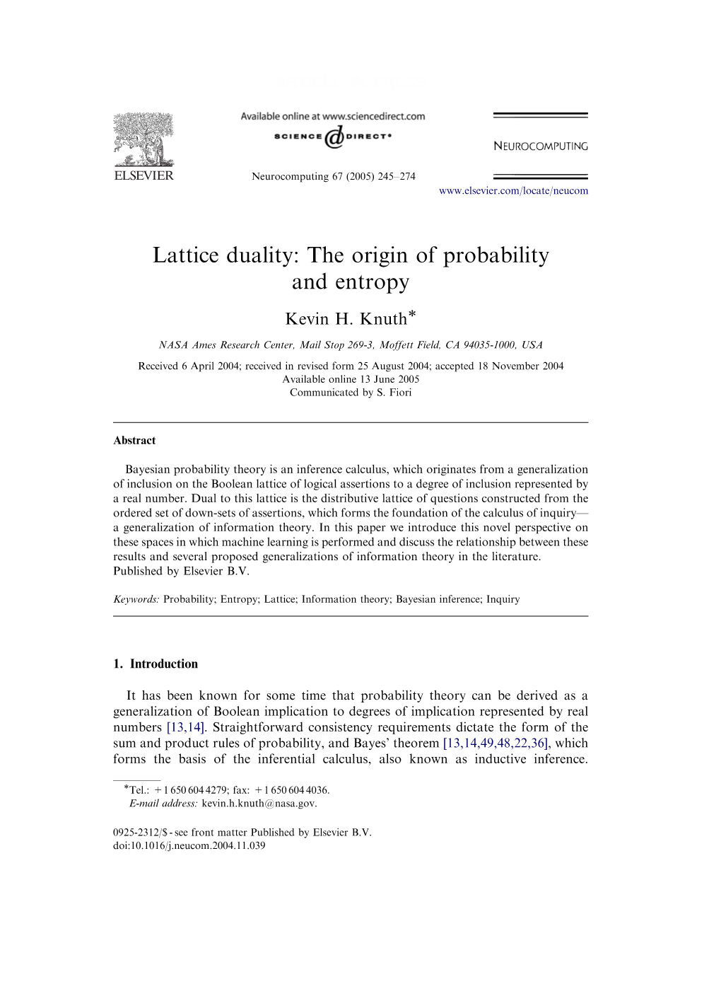 Lattice Duality: the Origin of Probability and Entropy