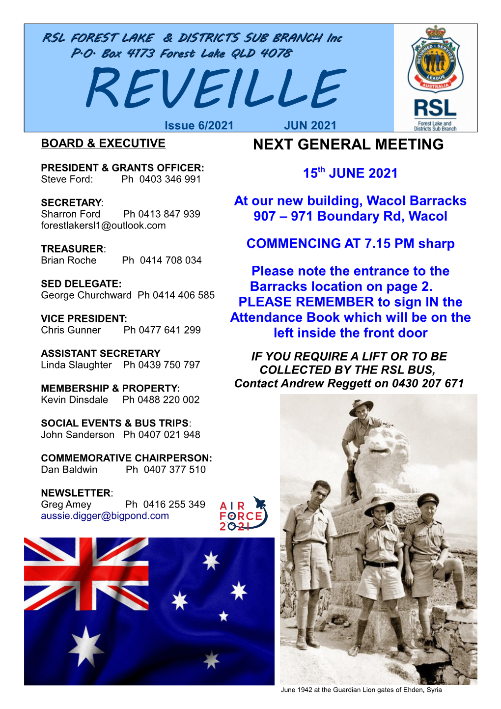 Reveilleissue 6/2021 JUN 2021 BOARD & EXECUTIVE NEXT GENERAL MEETING