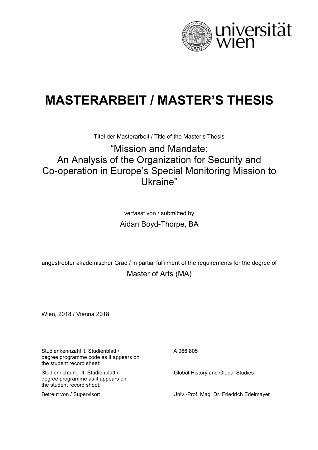 Masterarbeit / Master's Thesis