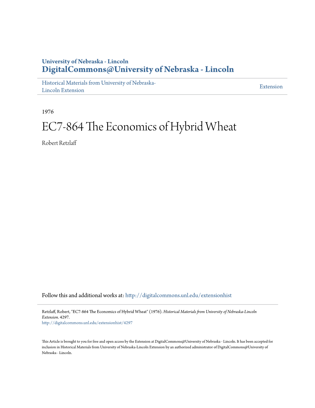 EC7-864 the Economics of Hybrid Wheat