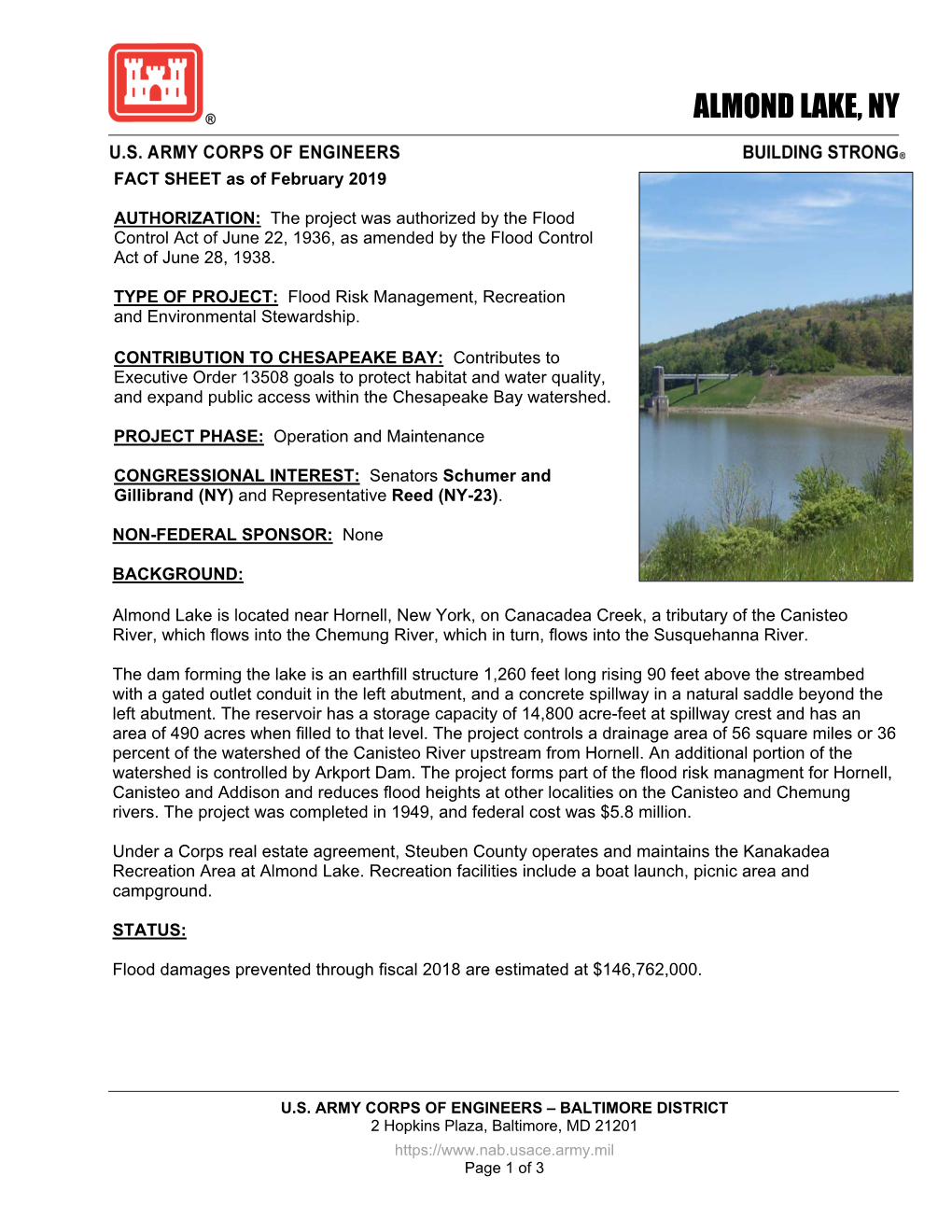 Almond Lake New York Fact Sheet