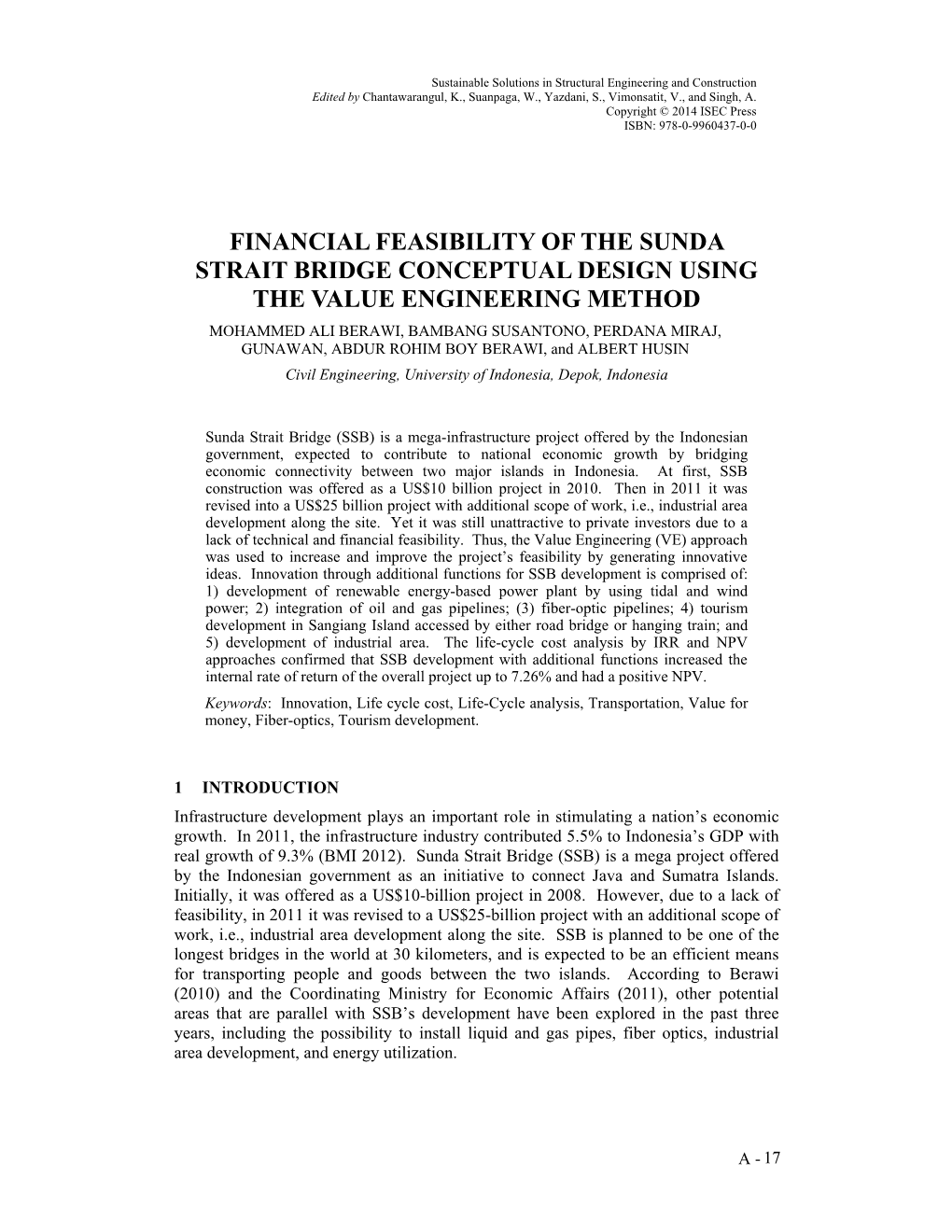 Financial Feasibility of the Sunda Strait