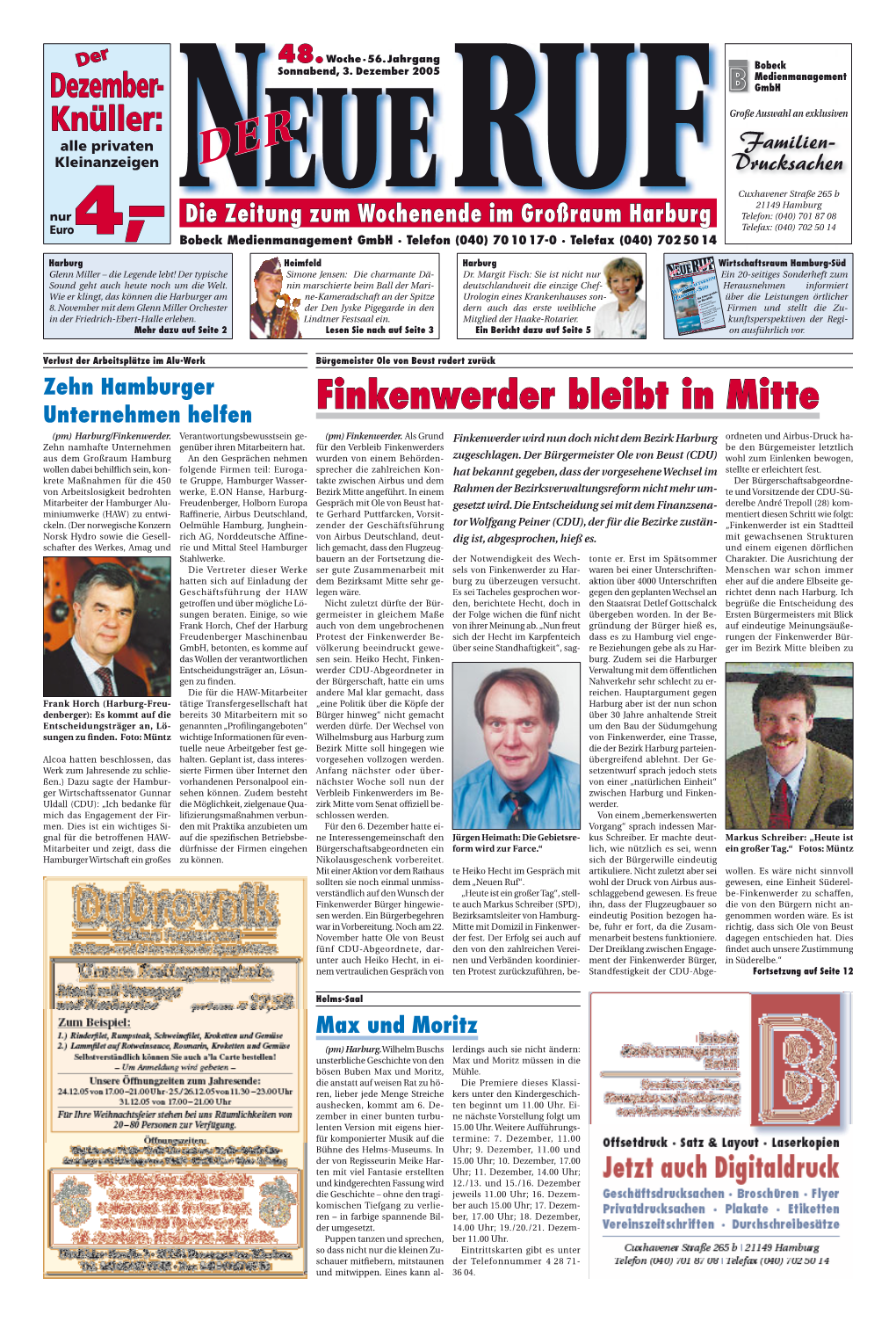 Finkenwerder Bleibt in Mitte (Pm) Harburg/Finkenwerder