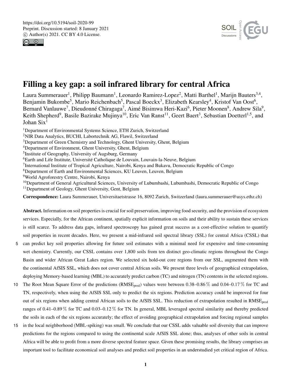 Filling a Key Gap: a Soil Infrared Library for Central Africa