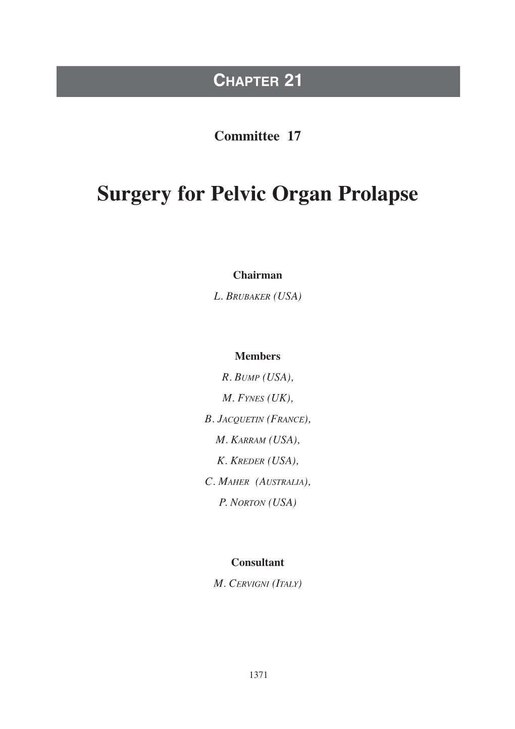 Surgery for Pelvic Organ Prolapse