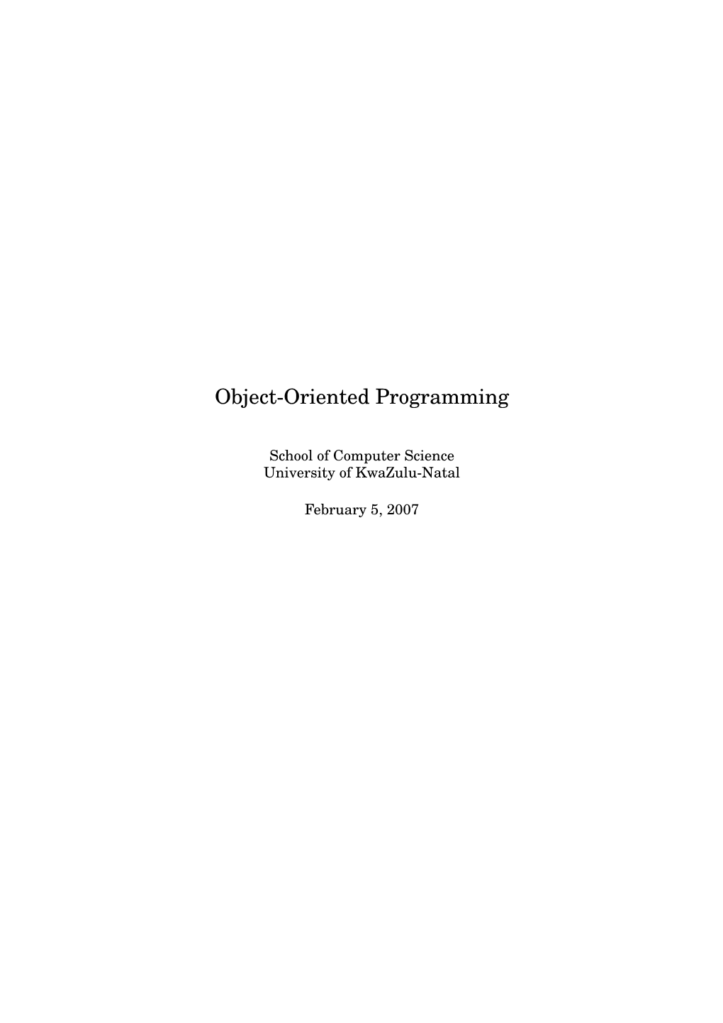 Object-Oriented Programming