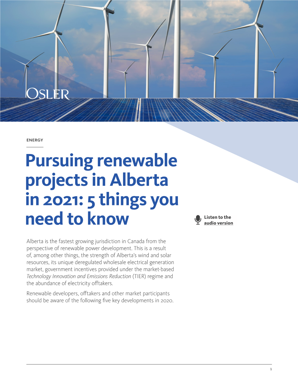 Pursuing Renewable Projects in Alberta in 2021: 5 Things You Need to Know