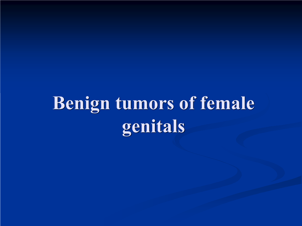 Benign Tumors of the External Genitalia