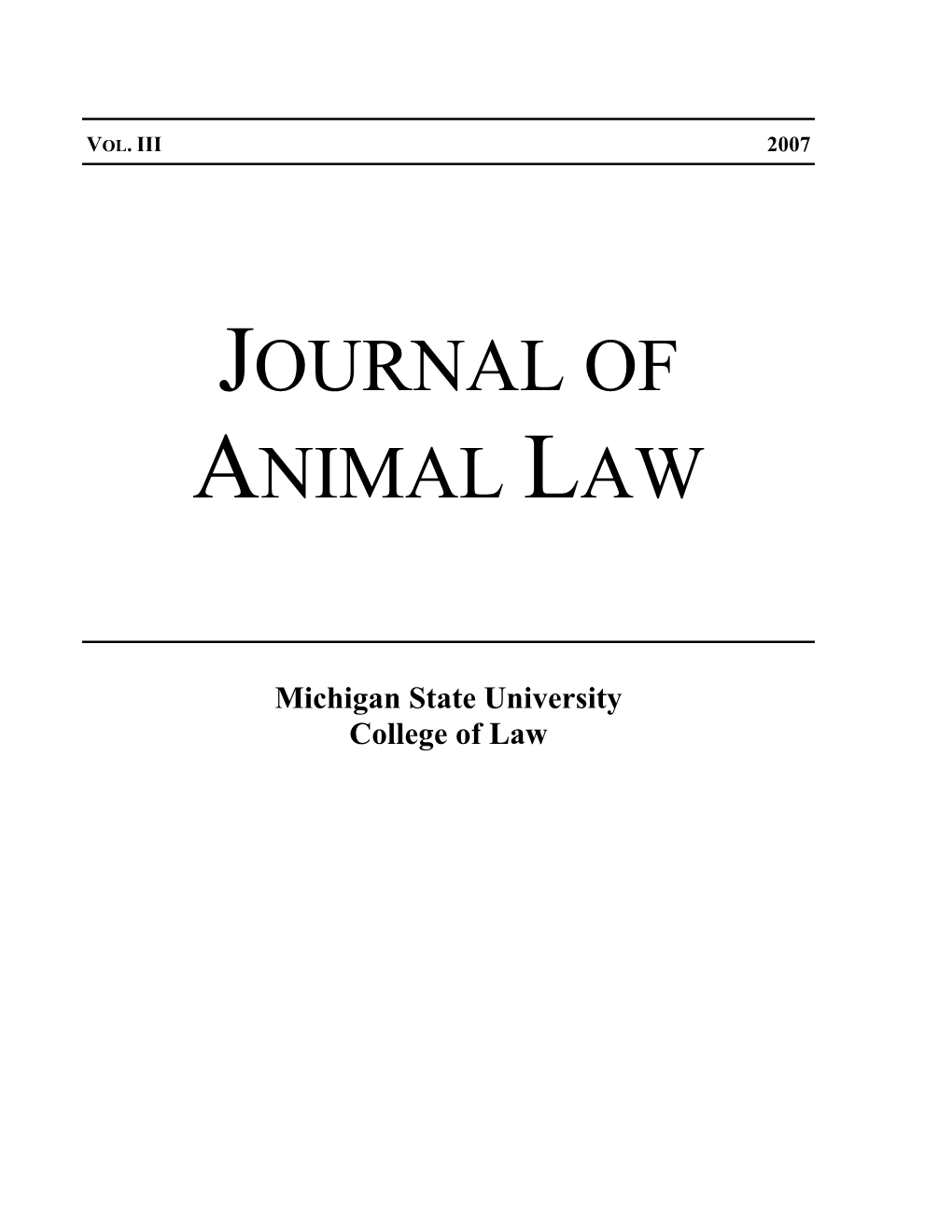 Journal of Animal Law Vol 3.Pdf